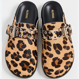 Anthropologie ALOHAS Leopard Print clogs/mules size 7